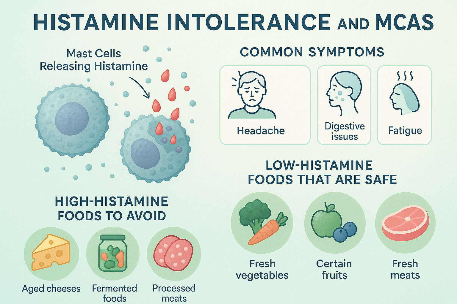 Histamine Intolerance MCAS (Mast Cell Activation Syndrome) with High Histamine Food List
