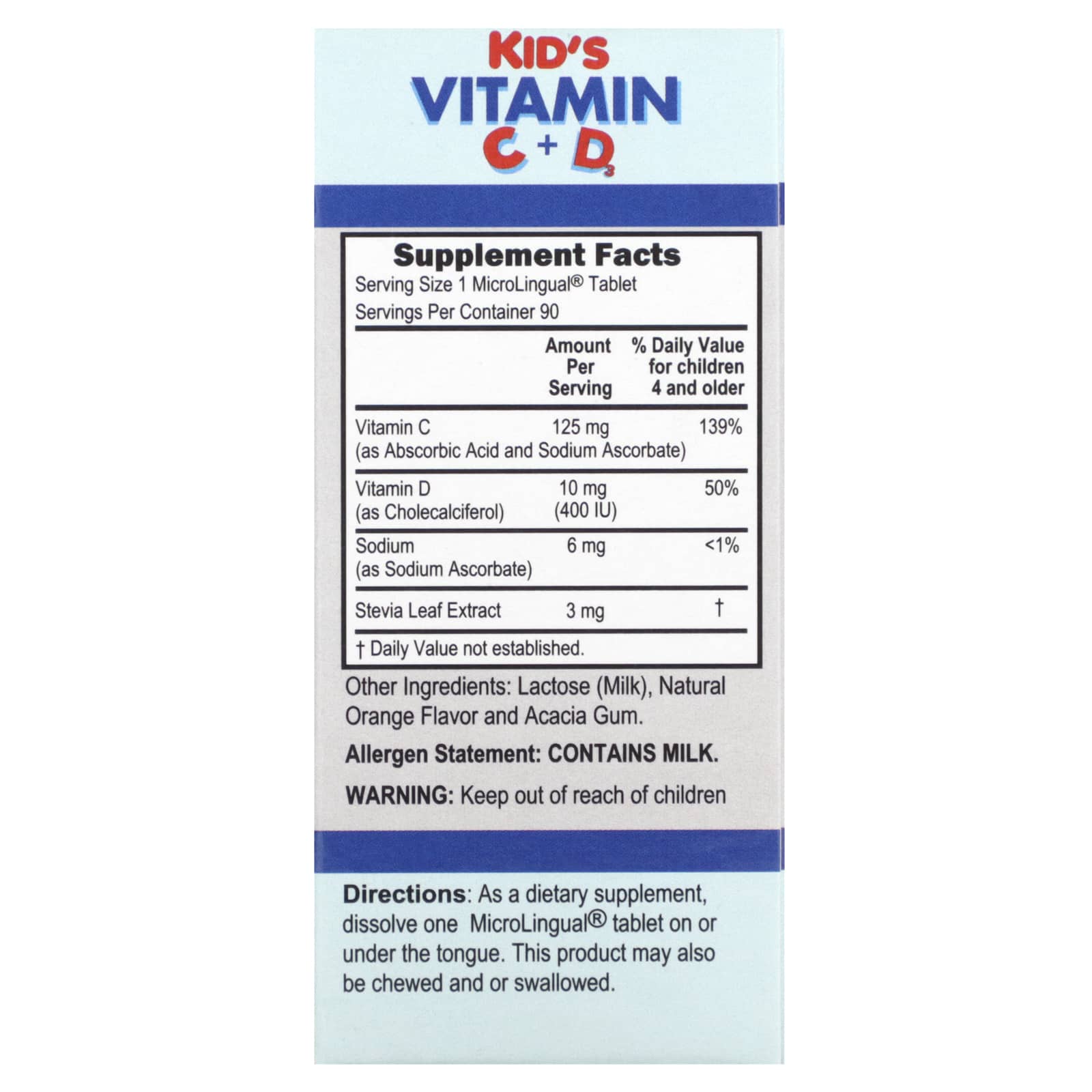 Kid's Vitamin C+D Clean Melts (90 Tablets)