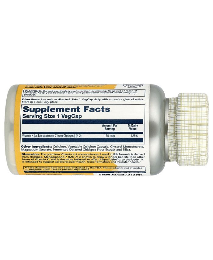 Solaray Triple Strength Vitamin K‑2 (Menaquinone‑7) 150 mcg – 30 VegCaps