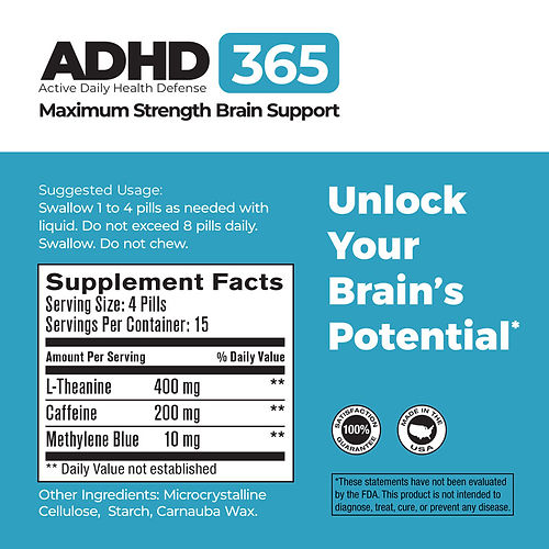 ADHD365 Methylene Blue Maximum Strength Brain Support -