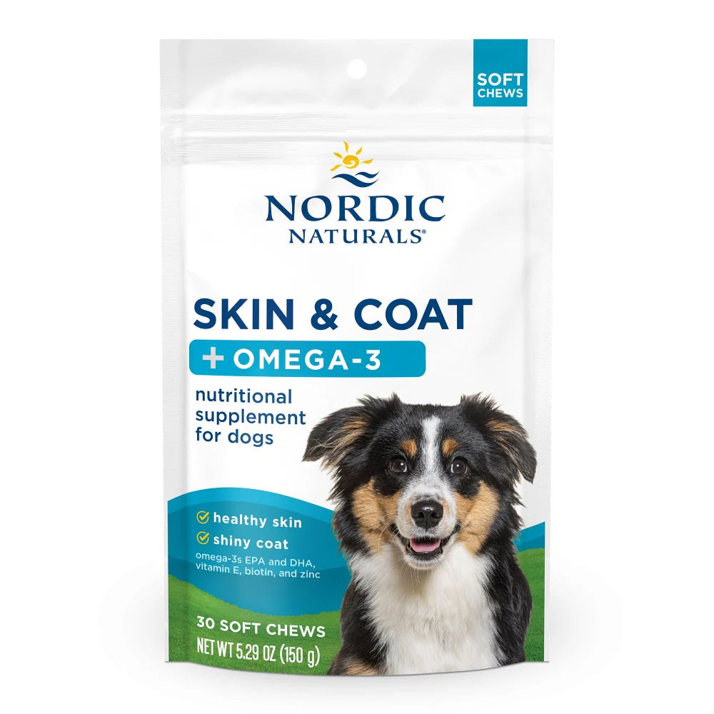 Skin & Coat + Omega-3 – 30 Soft Chews for Dogs (Bone Broth Flavor)