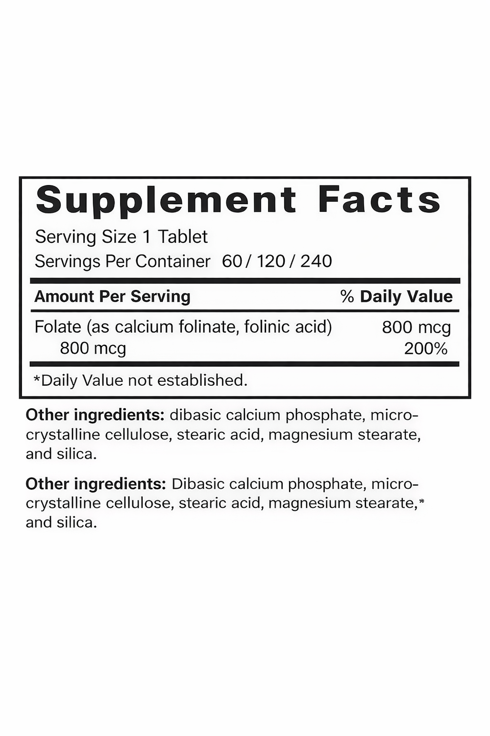 Supplement Facts Panel