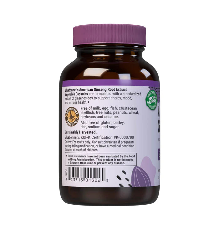 Blue Bonnet American Ginseng Root Extract (60 Vegetable Capsules)