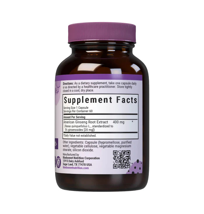 Blue Bonnet American Ginseng Root Extract (60 Vegetable Capsules)