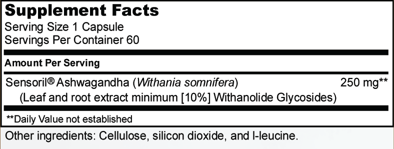 Sensoril Supplements Sensoril® Ashwagandha 250mg (60 Capsules) — Vitality Nutrition
