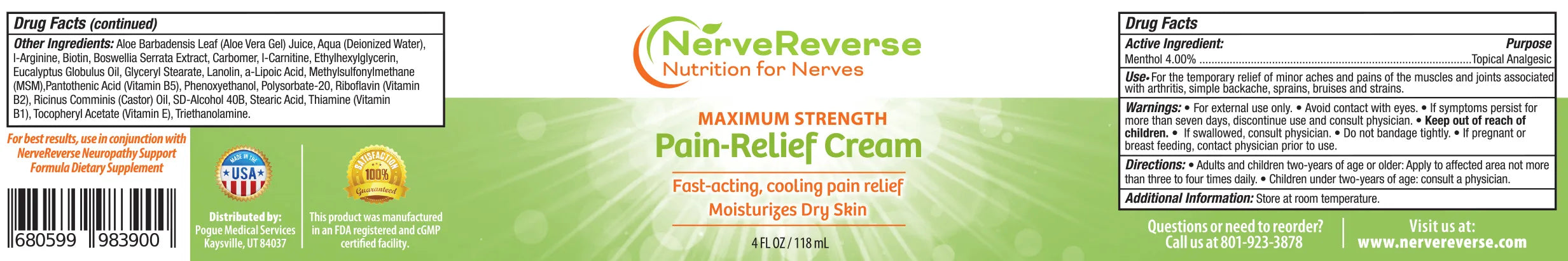 Fast-Acting Neuropathy Pain Relief Cream (4oz.)