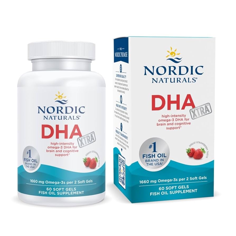 Nordic Naturals DHA Xtra – Strawberry Flavor, 60 Soft Gels