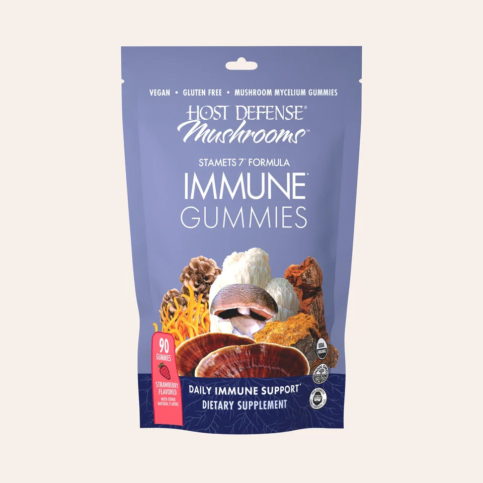 Host Defense Stamets 7 Immune Gummies Strawberry Flavor (90 Gummies/30 Servings)