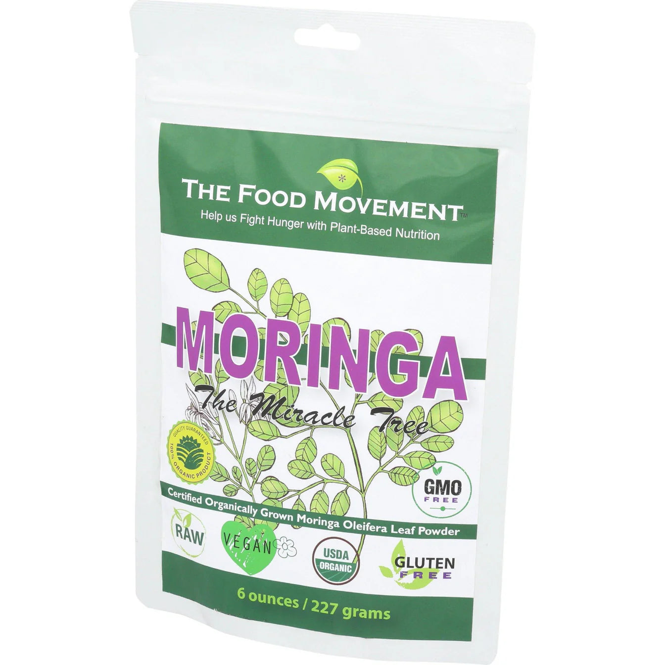 The Food Movement Moringa Leaf Powder ‑ Raw, Organic – 6 oz pouch