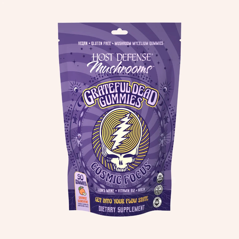 Host Defense Grateful Dead Cosmic Focus Gummies Orange Flavor (90 Gummies/30 Servings)
