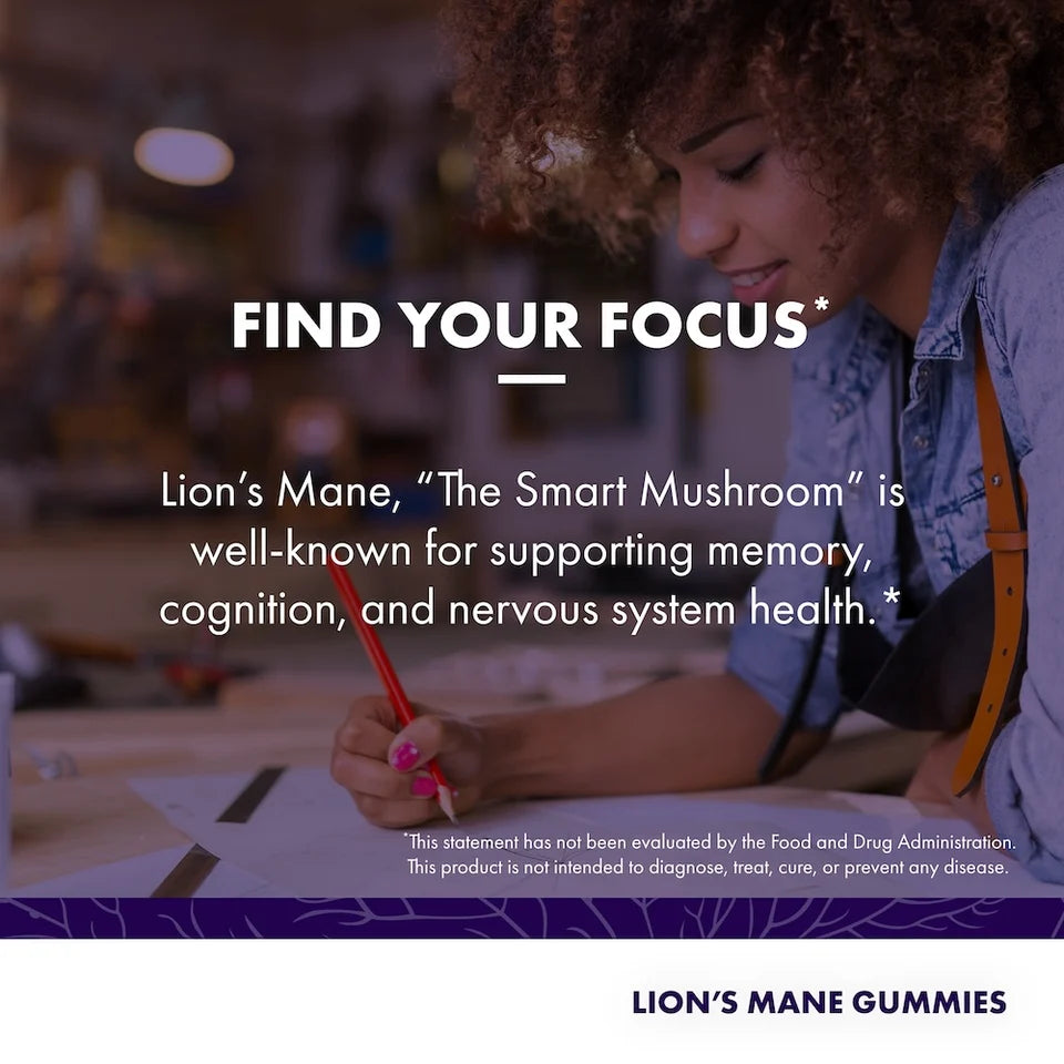 Host Defense Lion's Mane Gummies Blueberry Flavor (90 Gummies/30 Servings)