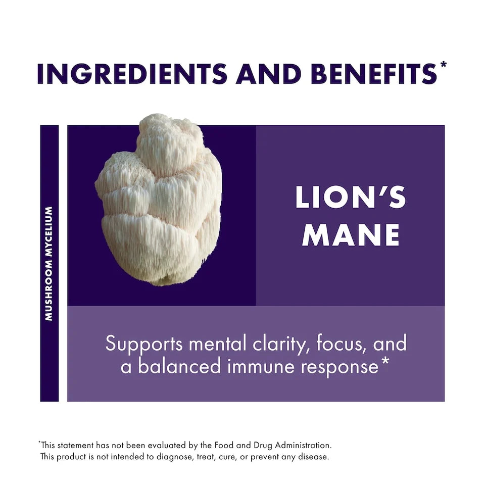Host Defense Lion's Mane Gummies Blueberry Flavor (90 Gummies/30 Servings)