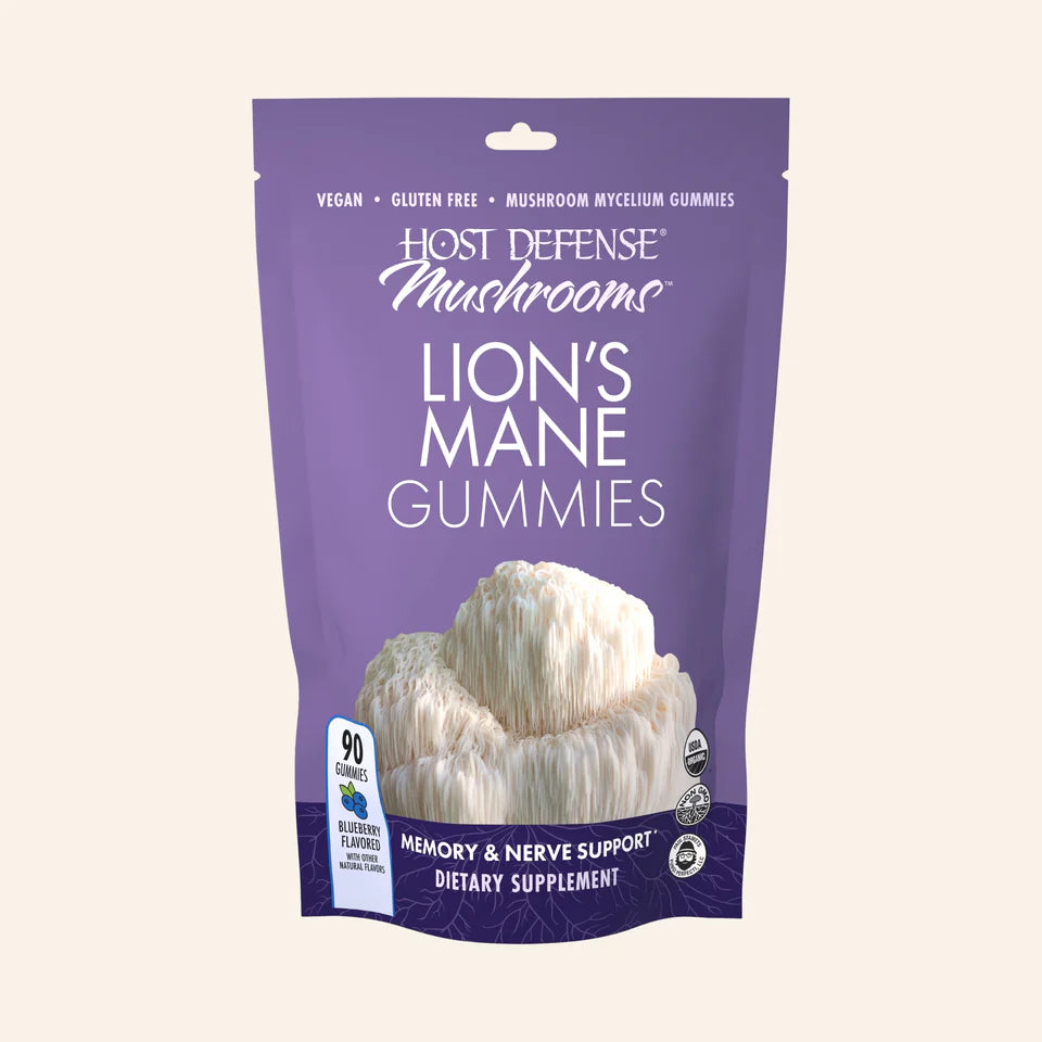 Host Defense Lion's Mane Gummies Blueberry Flavor (90 Gummies/30 Servings)