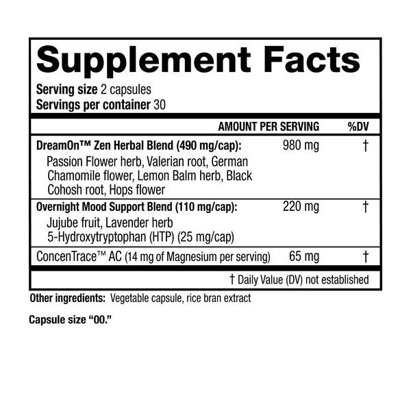 RidgeCrest Herbals DreamOn Zen | Melatonin-Free (60 Capules)