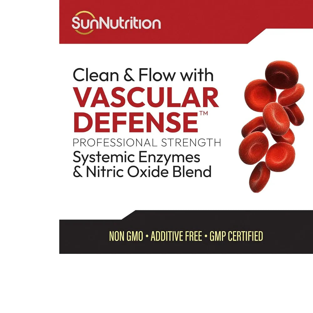 Sun Nutrition Vascular Defense Systemic Enzyme & N.O. Blend (60 Capsules)