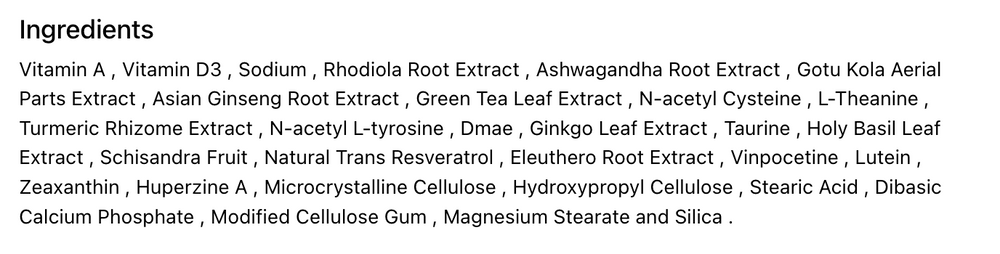 Supplement Facts Panel