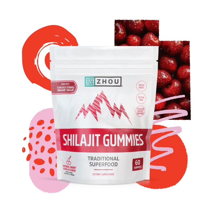 Shilajit Gummies – Natural Cherry Vanilla (60 Gummies/20 Servings)