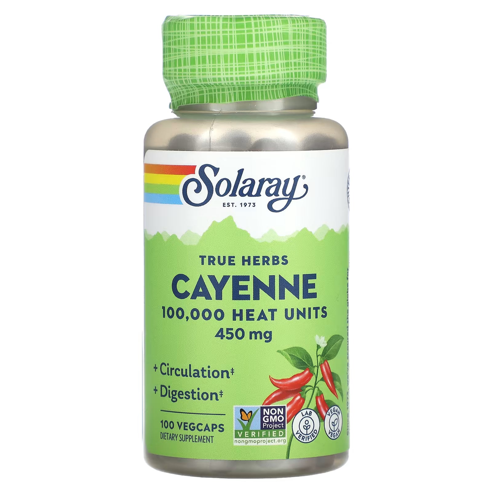 Cayenne 450 mg — 100,000 Heat Units — 100 VegCaps