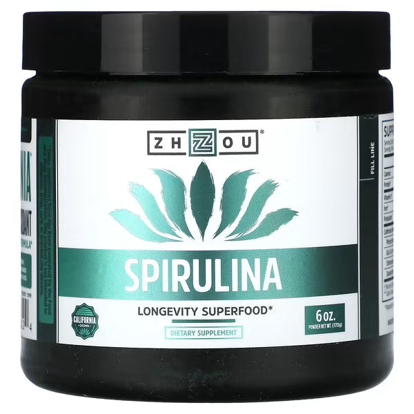 Zhou Nutrition Spirulina – Longevity Superfood Powder, 6 oz (170 g)
