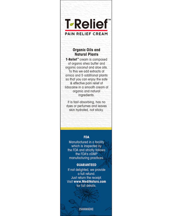 T-Relief™ Lidocaine HCL 4% Maximum Strength Pain Relief Cream – 3 oz (85 g