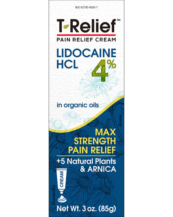 T-Relief™ Lidocaine HCL 4% Maximum Strength Pain Relief Cream – 3 oz (85 g