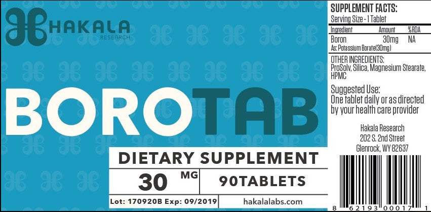 BoroTab 30mg Boron (90 Tablets)