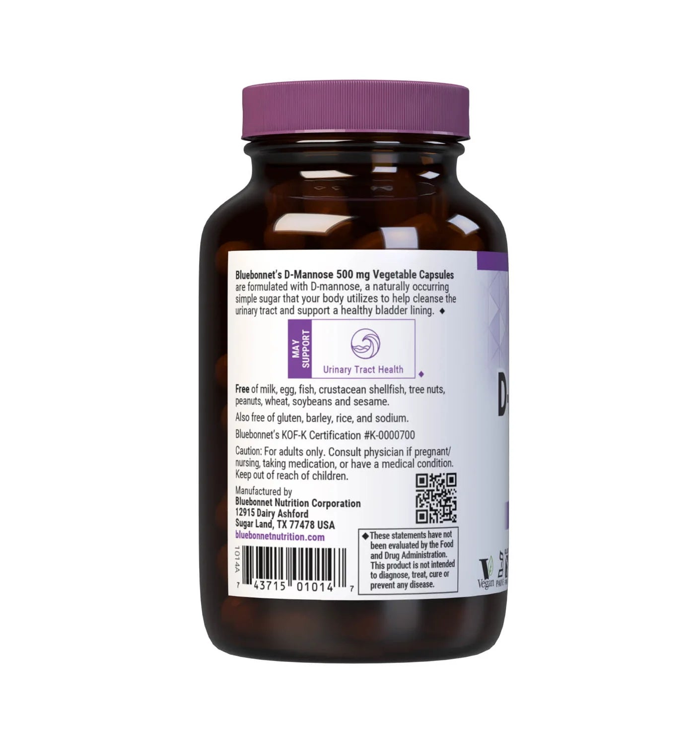 Bluebonnet D-Mannose Capsules – 500 mg, 90 Vegetable Capsules