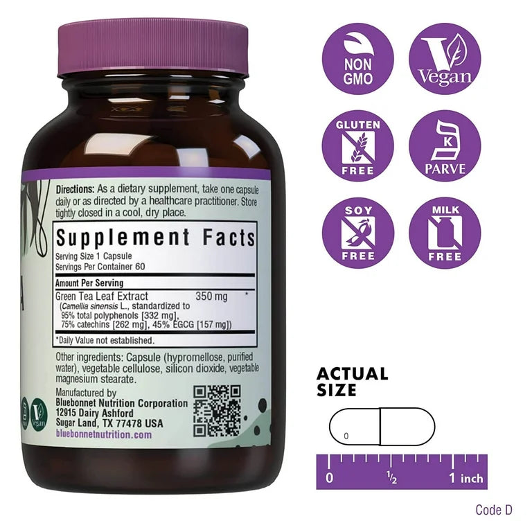 Blue Bonnet EGCG Green Tea Leaf Extract, 60 Vegetable Capsules