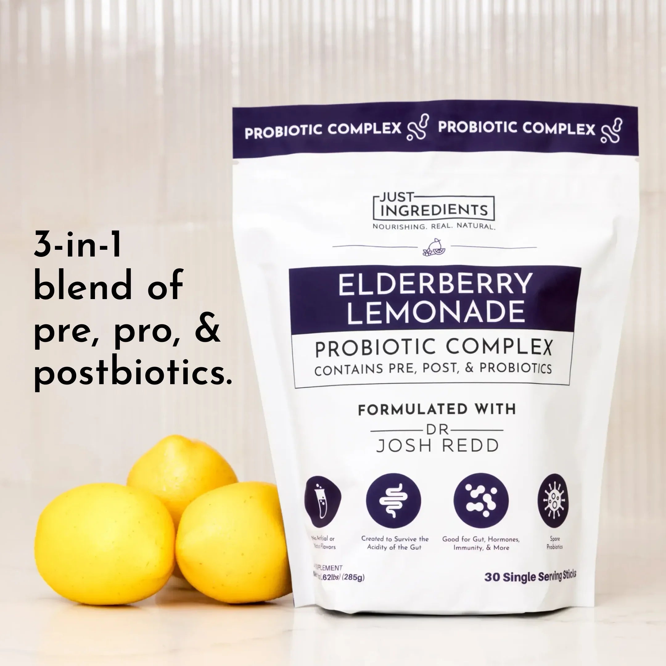 Elderberry Lemonade Probiotic Complex – 30 Single-Serve Packets