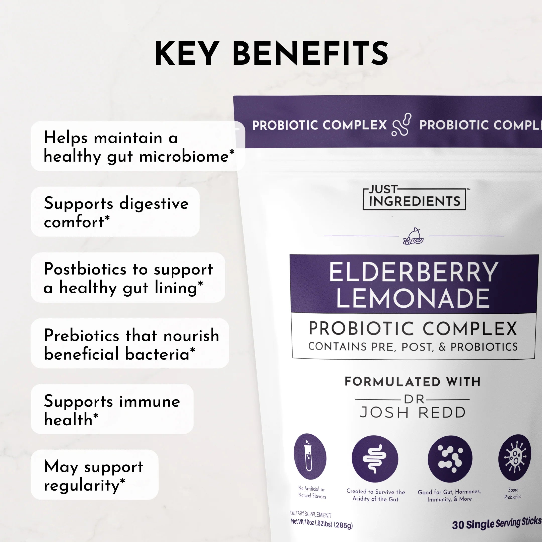 Elderberry Lemonade Probiotic Complex – 30 Single-Serve Packets