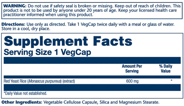 Solaray Red Yeast Rice 600mg (120 Capsules)