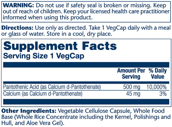 Pantothenic Acid B5 500mg