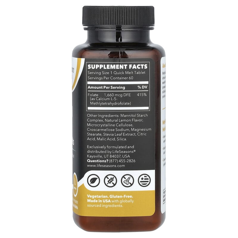 Methyl Folate Quick Melts – 60 Quick Melts (Lemon Flavor)