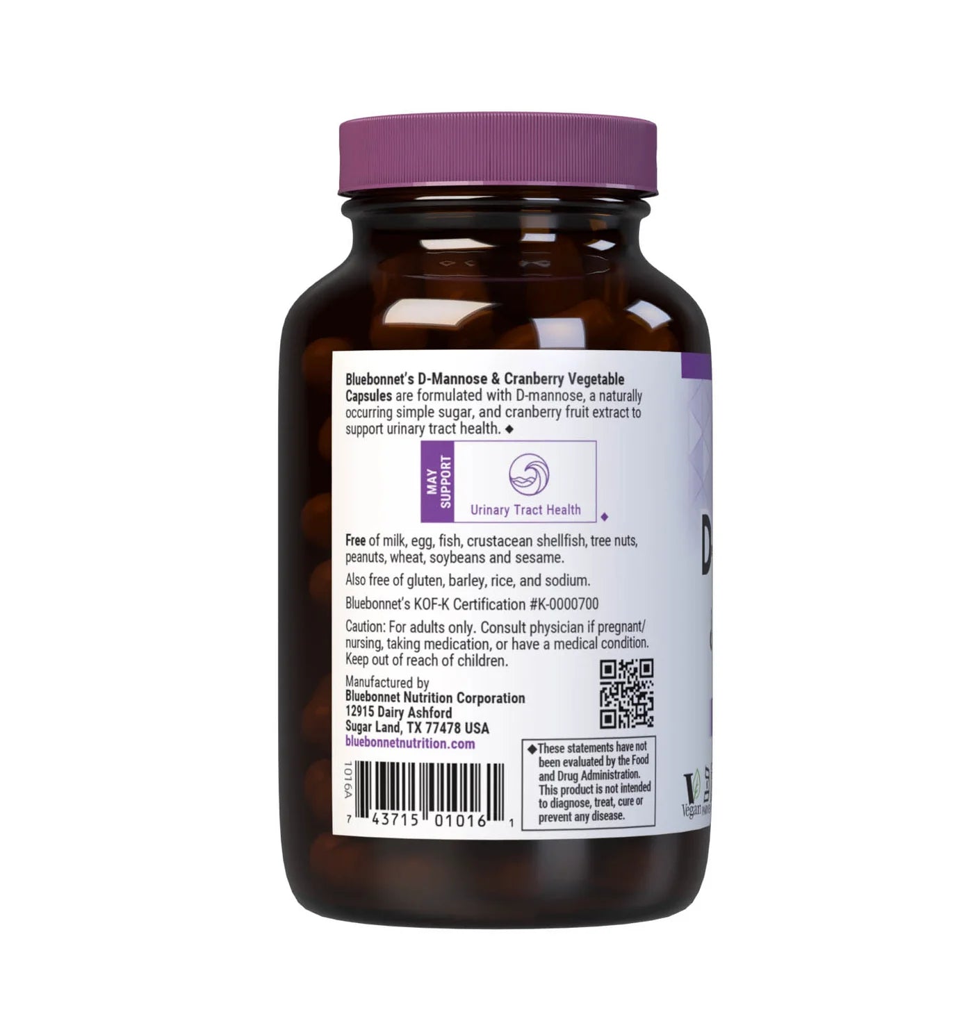 Bluebonnet D-Mannose & Cranberry – 100 Vegetable Capsules