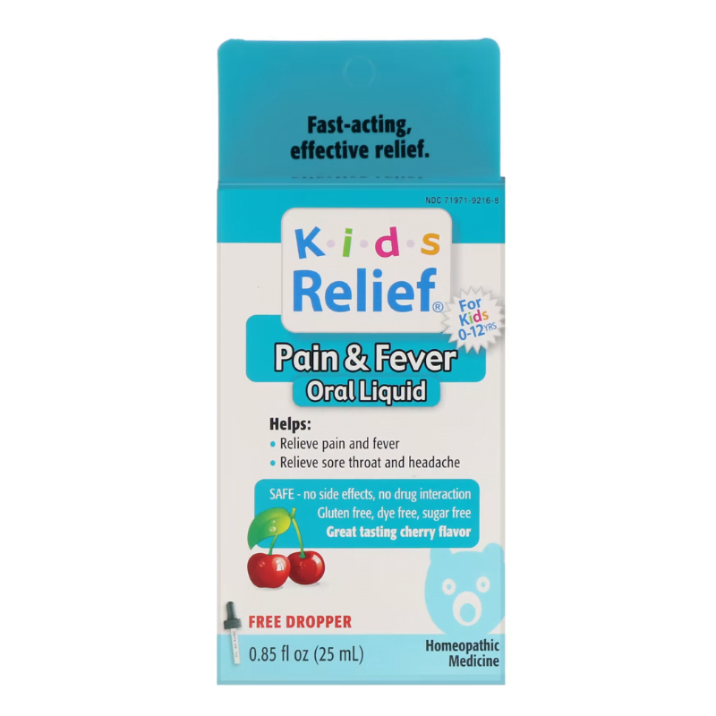 Kids Relief® Pain & Fever Oral Liquid – 0.85 fl oz (25 mL), Cherry Flavor, with Dropper