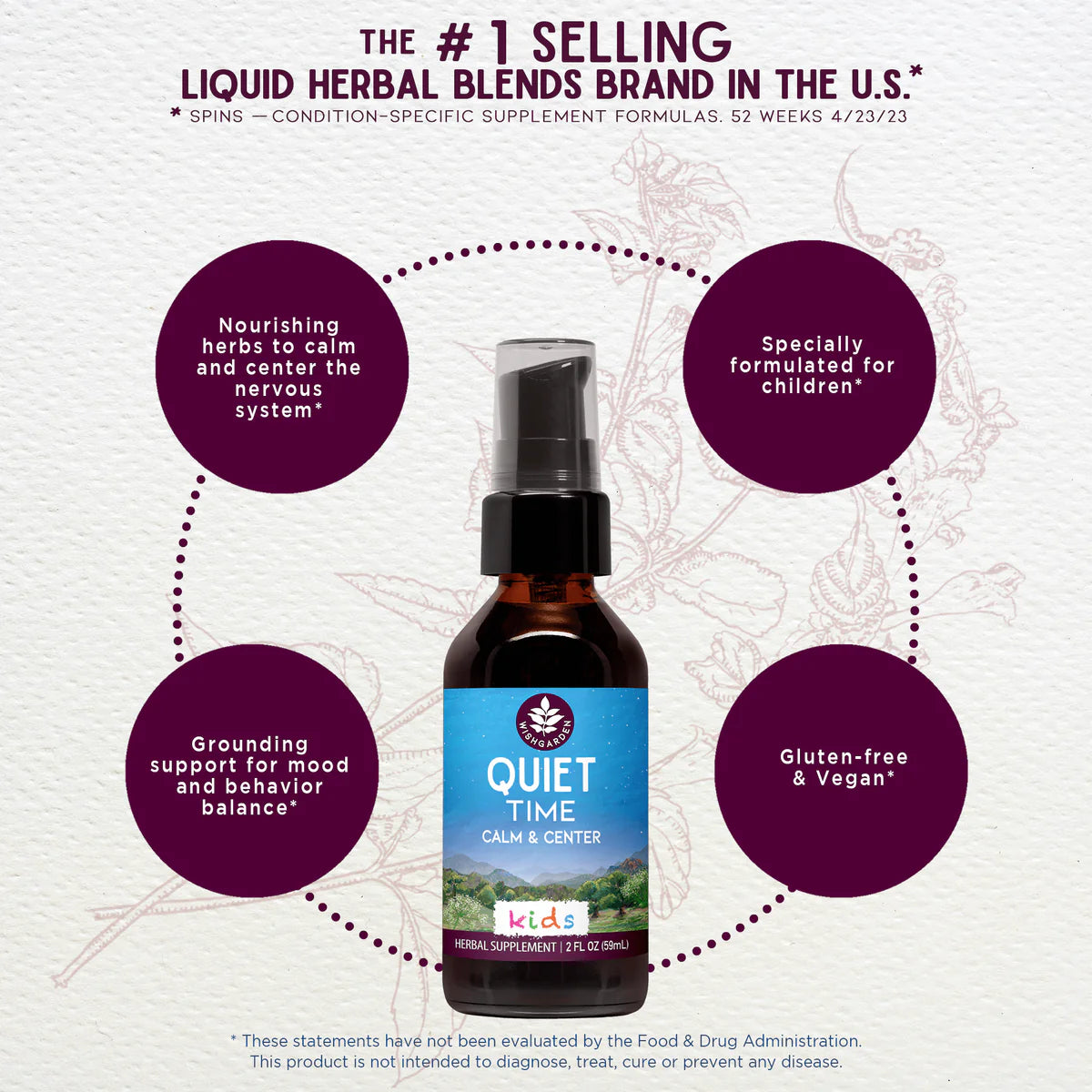 Quiet Time Calm & Center for Kids – 2 fl oz (59 mL), Pump‑top Bottle