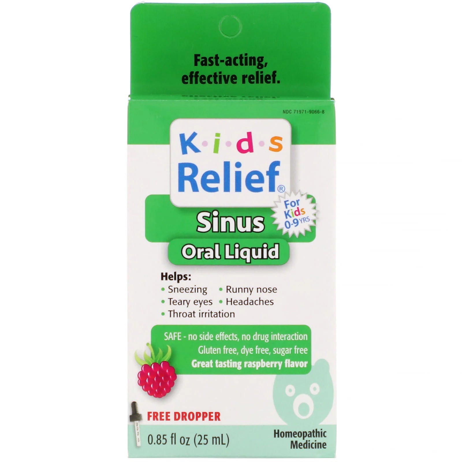 Kids Relief® Sinus Oral Liquid – 0.85 fl oz (25 mL), Raspberry Flavor with Dropper