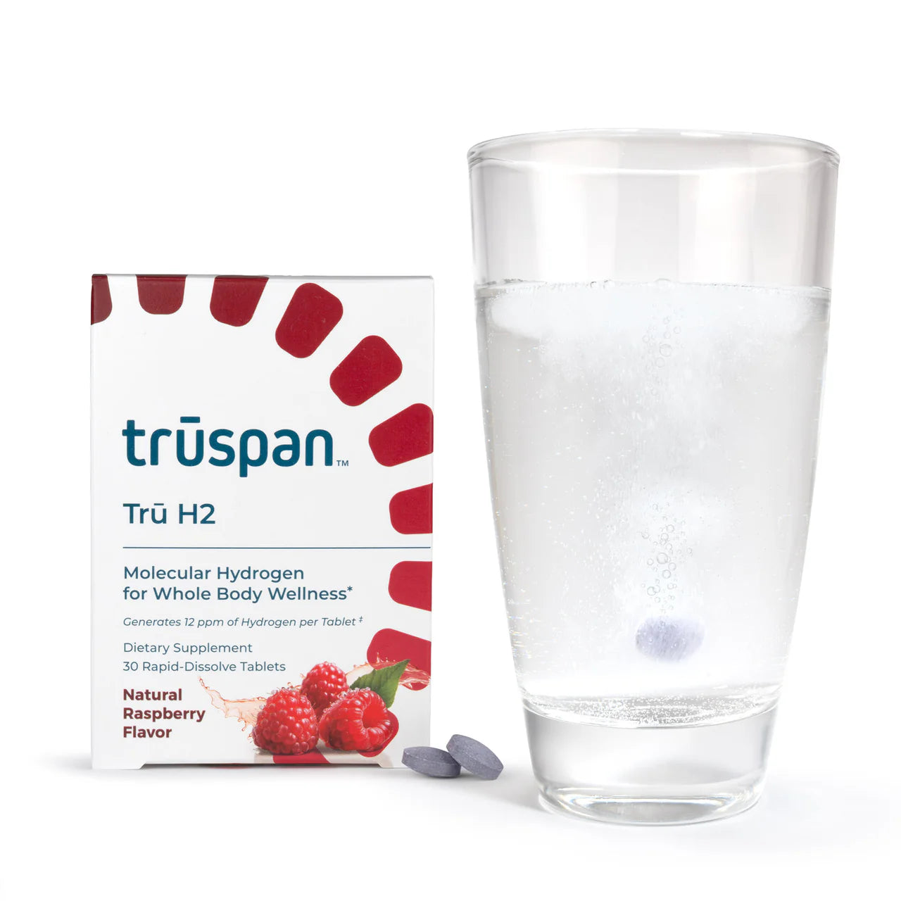Trūspan Trū H2 – 30 Rapid Dissolve Tablets | Natural Raspberry Flavor
