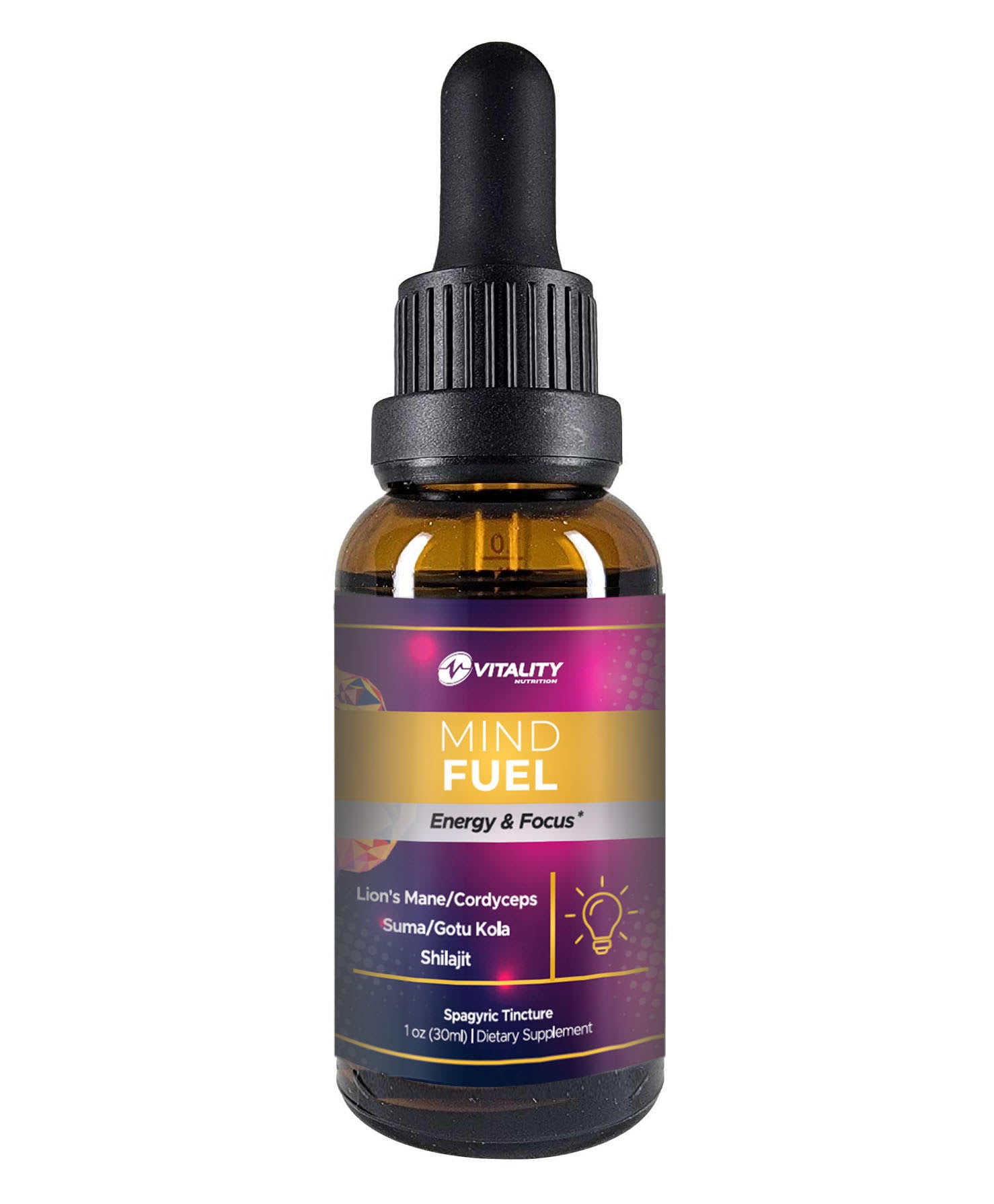 NEW - Vitality Nutrition Mind Fuel Lion's Mane Mushroom/Herb Tincture 1 fl oz (30 servings)