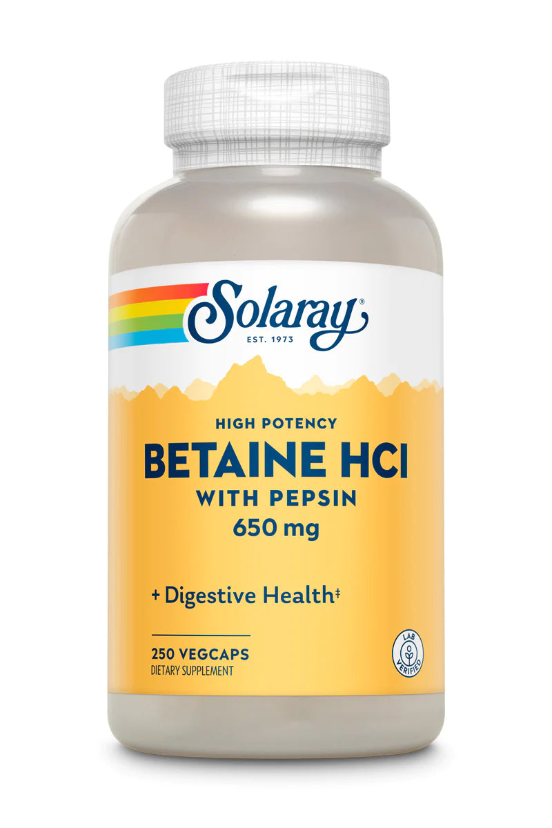 Betaine HCL with Pepsin 650mg (250 Vegcaps)